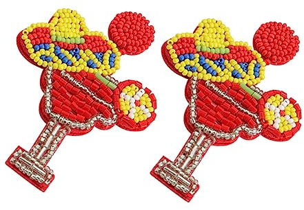 TOPPERFUN 1 Pair Colorful Bead Earrings Earrings Boot Earrings Colorful Earrings for Women Rhinestone Drop Earrings Wine Tumblers for Women Martini Glasses Statement Earrings