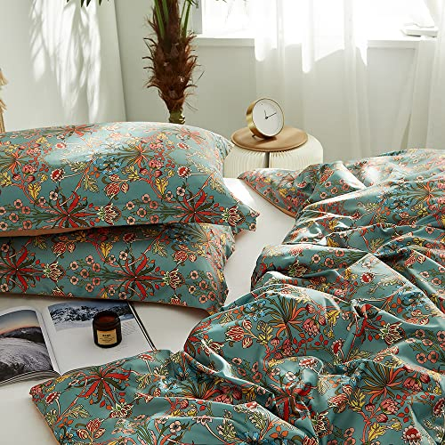 Freyamy Bohemian Kissenbezug 40x80cm 2er Set Grün Bunt Blumen Vintage Böhmisch Kopfkissenbezug Gebürstet Microfaser Kissenhülle Böhmen Boho Florale Kissenbezug mit Reißverschluss