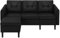 costoffs 3-Seater Sofa with Ottoman Footstool Versatile L-shaped Chaise Lounge Sofa Fabric Upholstered Corner Sofa for Living Room Black