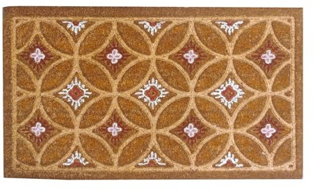 Roseley Large Doormat 45 x 75cm Non-Slip Entrance Rug for Winter Natural Coconut Coir Runner Indoor Outdoor Welcome Mat Heavy Duty Dirt Trapper [Flower/Circle]