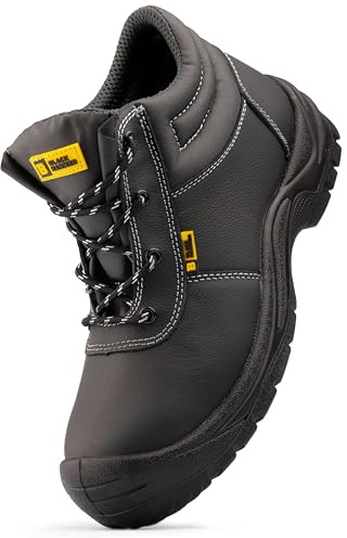 BLACK HAMMER Sicherheitsstiefel Herren Leichte Arbeitsschuhe mit Stahlkappe und Zwischensohle Wasserbeständig - Vollnarbenleder Outdoor Schuhwerk Entworfen für Stil und Komfort S3 SR William (45 EU)