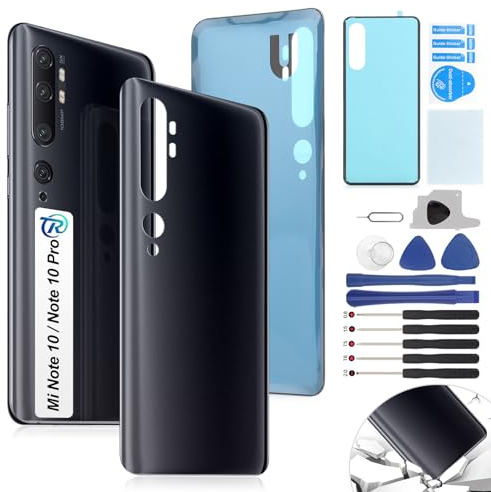RongZy Ersatz für Xiaomi Mi Note 10/Mi Note 10 Pro/Mi CC9 Pro Backcover Akkudeckel batterietür Gehäuse Rückseite mit Tool Kit (Schwarz)
