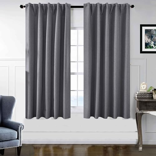 Gardinenbox 2er Set Verdunkelungsvorhänge 100% Verdunkelung HxB 175x140 cm Dunkelgrau »Boston Dark« mit Multibandaufhängung, 2023600-2