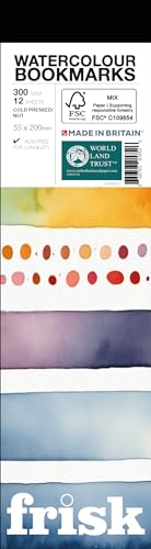 Frisk Aquarell-Lesezeichenblock, 300 g/m², kaltgepresst/nicht 12 Blatt, 55 x 200 mm, Weiß