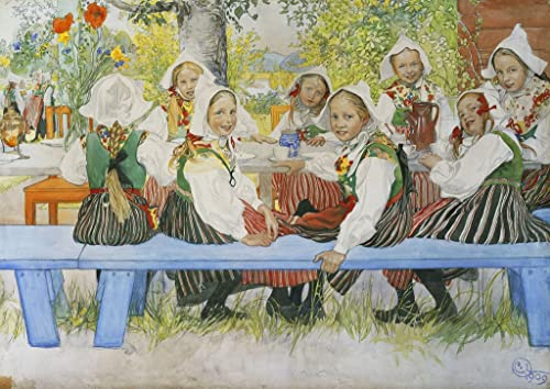 MSTECO Berühmt Leinwand Wandbild Kunstdruck Leinwand Malerei Poster Kersti von carl larsson für Flurdekoration 60x90cm