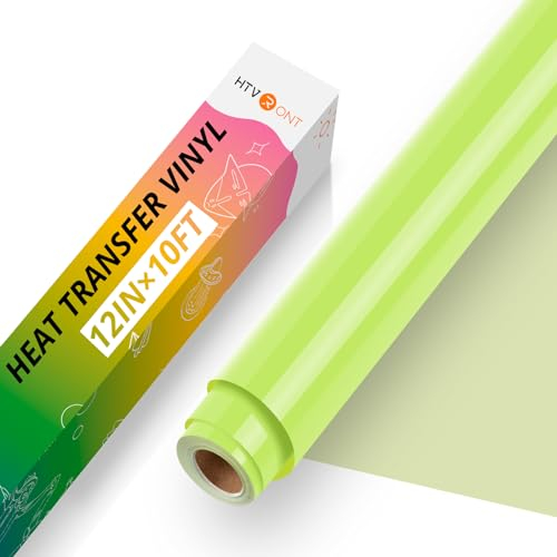 HTVRONT Heat Transfer Vinyl-12 x 10FT Lime Green Iron on Vinyl for T-Shirts, HTV Vinyl Roll for All Cutting Machines & Heat Press Machine- Easy to Cut & Weed Vinyl Heat Transfer (Lime Green)