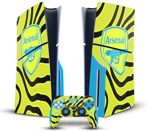Head Case Designs Offizielle Arsenal FC Away 2023/24 Wappen-Set Vinyl Haut Gaming Aufkleber kompatibel mit Sony PlayStation 5 PS5 Slim Disc Edition Console & DualSense Controller