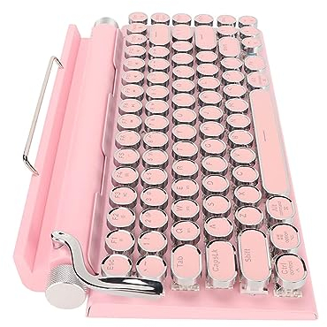 Tbest Yboardetooth Hanical KeyboardTypewriter Keyboardhanical Keyboard, Schreibmaschine Hanical Keyboard 83 Keys e Switch Etooth 5.0 Port 3 DeviceN Master R Style Rouny Keyboard (PINK)