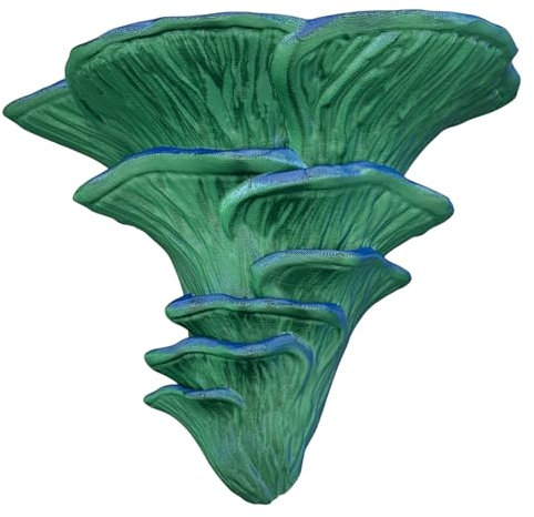 Wolfprint Pilz Wandregal Flamingo Seitling | Rosen Blätterpilz Fungus Regal Flamingoseitling Deko Pilzregal Exotisch Design Wohnaccessoire 3D-Druck Wandpilz Pilzwandregal (Grün-Blau, L 18x14x10 cm)