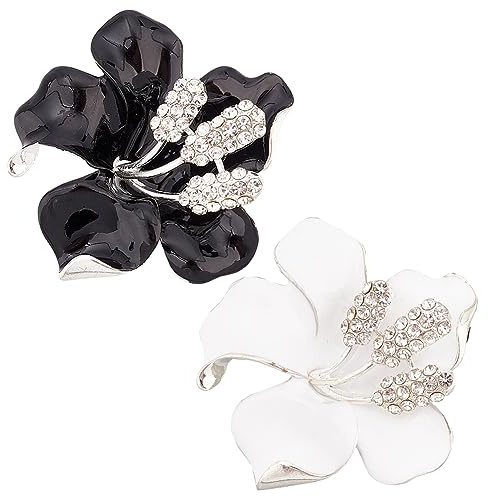 SUPERFINDINGS 2 Stücke 2 Farben Strass Blumen Brosche Pin Klassische Kristall Blumen Brosche Pin Große Blumen Orchideen Brosche Pins Vintage Inspiriert Brosche Hochzeit Bankett Geschenke