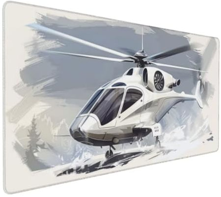 Weiß Mauspad XXL Mauspad 700x300 mm Schreibtischunterlage, Wasserdicht Mauspad Hubschrauber Mousepad XXL, Gaming Mauspad Groß Verbessert Präzision und Geschwindigkeit, Gaming Zubehör Zimmer Deko -MU44