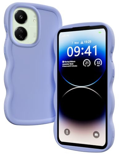 XINYEXIN Silicone Cover per Xiaomi Redmi 13C 4G 5G / Poco C65, Custodia Cellulare Onda Cornice Forma Riccia Carina, Antiurto Ondulata Bumper Case - Viola