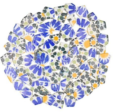 Yuvori Piastrelle per mosaico in porcellana, motivo geometrico astratto, irregolari, moderne, da 0,5 kg, fatte a mano, per bagno, soggiorno, cucina, per esterni (06, media)