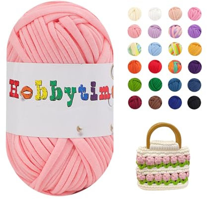 Naturezhen 5 Pezzi Fettuccia per Borse a Uncinetto, 500g Filato Maglieria Filato Grosso 3mm per Ferri e Uncinetto, Fai da Te, Decorazioni, Artigianato, Borse Coperte Scarpe (Rosa giada)