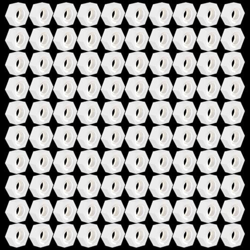 Lyeteung 100 Stücke M4 Sechskant Vollmuttern Metrische, Nylon Sechskantmuttern, Kunststoff Sechskant Mutter, weiß