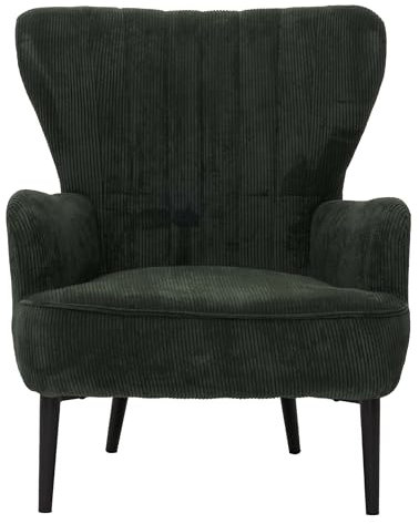 Mendler Lounge-Sessel HWC-K37, Cocktail-/Ohrensessel Polsterstuhl Retro Vintage Stoff Cord (290g/m²) Öko-Tex - dunkelgrün