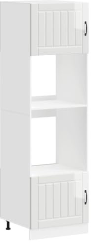 vidaXL Armoires de Four 2 pièces Lucca Bois d'ingénierie Blanc Brillant