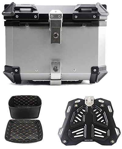 BCJMKDX Motorradkoffer, 28 l, 36 l, 45 l, 55 l, 65 l, 80 l, 100 l, oberes Gehäuse, Schloss, Transportbox, Heckbox, Schnellspannsystem aus Aluminium (B 45 l)