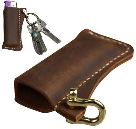 Lederetui Halter | Feuerzeug Sleeve Cover Echt Leder Tasche | Ledertasche | Elektronische Schutzhülle Schlüsselanhänger Verpackung Case