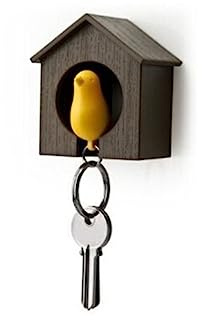 KOMBIUDA Vogelhaus Schlüsselanhänger mit Gelbem Vogel, Braunes Haus | Abs, für Schlüssel und Kinder, mit Loch zur Befestigung, Schulanfang Deko, Bunte Vogelhäuser