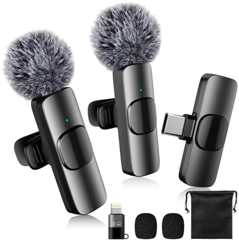 ihakkason Wireless Lavalier Microphone for iPhone and Android – Mini Mic for Video Recording, Streaming, Interviews, YouTube, TikTok, and Vlogging – Plug-and-Play with Noise Reduction