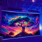 Arsey Schwarzlicht Wandteppich Aesthetic Lebensbaum Wandtuch Psychedelic UV - Reaktiver Wandteppiche Galaxy Himmel Bunt Natur Landschaft Baum Des Lebens Wanddeko Wohnzimmer, 230 X 180 CM