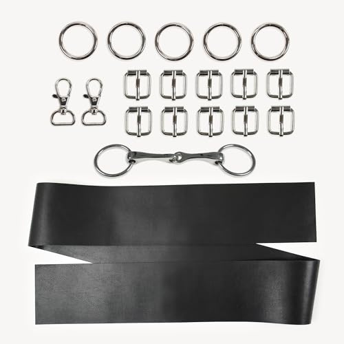 kullaloo DIY Hobby Pferd Zaumzeug Kit ✦ Machen Sie eine schöne Ledertrense mit Zügeln für Ihr Stockpferd ✦ Inklusive digitaler Anleitung (PDF) ✦ Schwarz/Silber