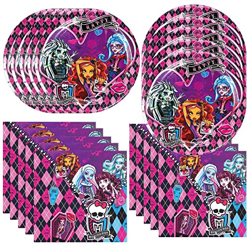 40Packs For Monster-Highs Party Supplies include 20 plates, 20 napkins for the Monster-Highs Birthday Party Decoration