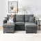 ZYLOYAL10 Multifunktionale Ecksofa U-Form-Dreisitzer Polster-Sofa mit Staufunktion – Inklusive Schubladen + Hocker mit Staufach, modular zerlegbares Sofa-Set mit Schlaffunktion (Dunkelgrau)