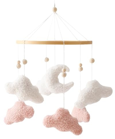 Móviles infantiles Decoración de Peluche y Relajante para Guardería | Móvil Neutro para Techo de Cuna para Niñas Niños Silla Coche Cochecito Dormitorio Habitación Hogar Cumpleaños