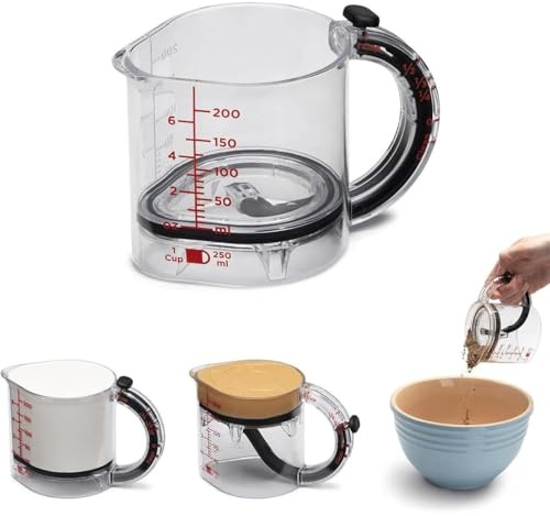 4-in-1 Adjustable Measuring Cup, Push-in Measuring Cups with Oz/Ml Dual Markings, Adjustable Base Kitchen Measuring Cup, Multi Measuring Cube Cups for Cooking & Baking