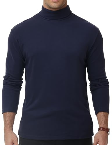 Men's Turtleneck Thermal Tops Long Sleeve Basic Layer Roll Neck Vest Soft Fleece Like Fabric Undershirt
