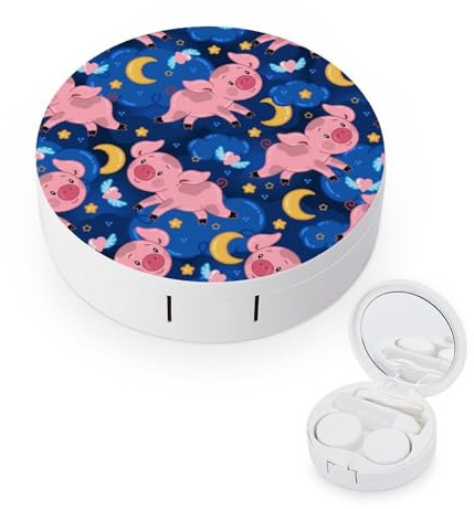 fkgvwo Contact Lens Case Star Moon Pig Contact Lens Box Travel Kit Portable for Travel & Home