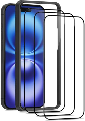Elecshion [3 Pack] Screen Protector for iPhone 16 6.1 Inch, Tempered Glass with Easy Installation Tool,9H Hardness,Anti-Scratch, Case-Friendly, Film