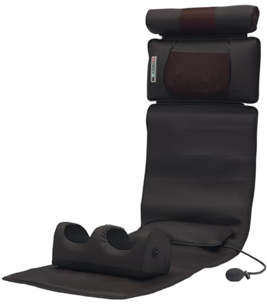 Ganzkörper-Massagematte faltbar mit Wärmefunktion, Lendenwirbeltraktion, 5 Massagemodi, 3 Intensitäten, abnehmbarem Nackenmassagekissen und Beinmassagegeräten, für Nacken- und Rückenschmerzlinderung