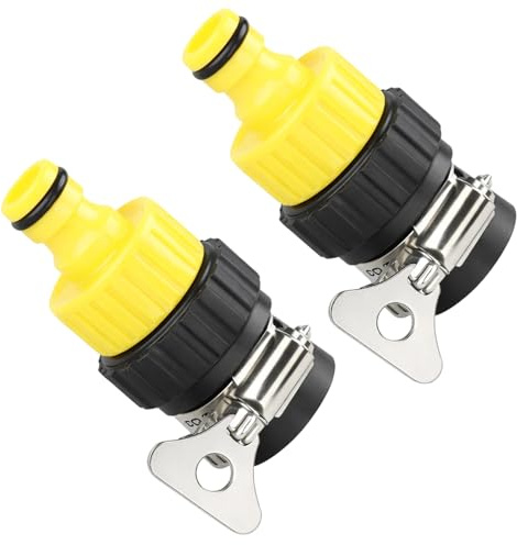 Hose Tap Connector 2pcs, 31.5mm Universal Faucet Adapter with Threaded Outlet, PP Garden Hose Connector for Outdoor Tap, Watering, Car Washing and Cleaning