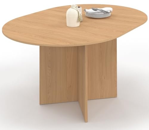 IDMarket - Esstisch, ausziehbar, oval, Martha, 4-8 Personen, Holzoptik, Buche, 110-150 cm