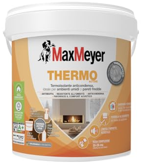 MAXMEYER Thermo Active Aerogel, Pittura Termoisolante per Interni, Antimuffa e Anticondensa, A+ Priva di Formaldeide, Bianco, 4 Litri