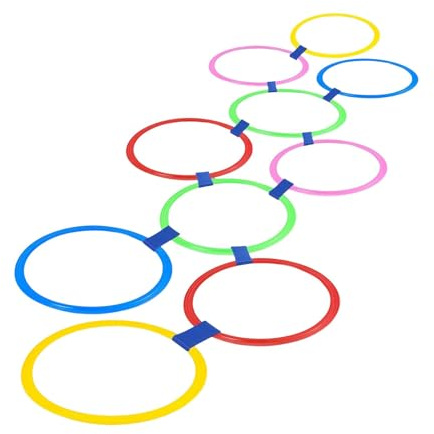 CoudarTitie Hüpfspiel Bestehend Aus 10 Ringen, Outdoor Spiel für Kinder, Fördert Die Und Schafft Einen Hindernisparcours, 28cm