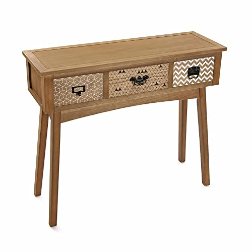 Versa Pavia Schmales Möbelstück für den Eingangsbereich oder Flur, Moderner Konsolentisch, mit 3 Schubladen, Maßnahmen (H x L x B) 80,5 x 30 x 90 cm, Holz, Farbe: Braun