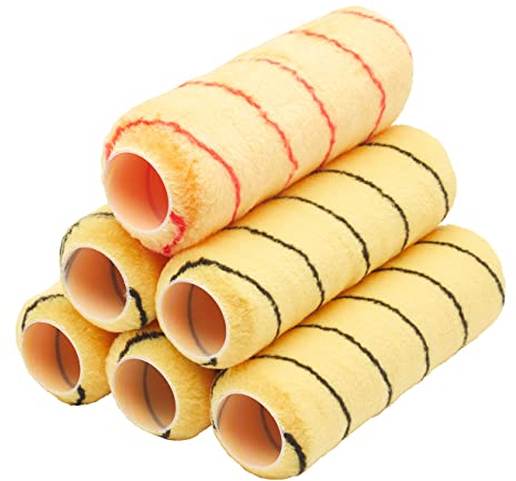 Paquete de 6 rodillos profesionales tejidos ProDec de 9 x 1,75 para pintar con pinturas de emulsión y albañilería en paredes y techos interiores y exteriores, 9.