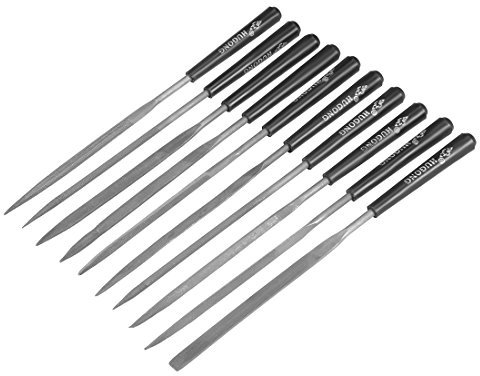 uxcell Juego de 10 limas de agujas de acero con mango de plástico, 3 mm x 140 mm