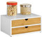 SoBuy FRG180-WN Boîte à capsules de café en MDF et bambou avec 2 tiroirs Boîte de rangement Distributeur de capsules Boîte de rangement Tiroir Organiseur de bureau