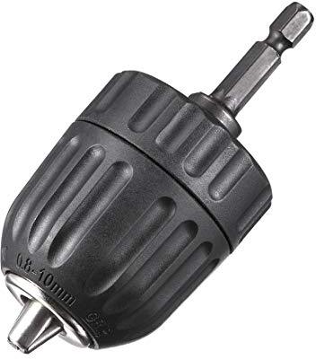 sourcing map 3/8 Keyless Drill Chuck Hex Shank Adapter 0.8-10mm 3-Jaw for Impact Driver Cordless Drill Black