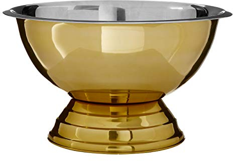 Premier Housewares 0507129 Punch Bowl, Stainless Steel, Brass