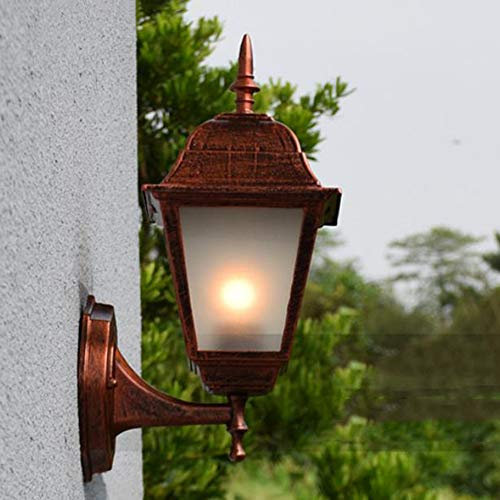 Retro Vintage Außenwandleuchte wasserdichte IP44 Außenlampe Rot Bronze Aluminium Hauswand Laterne Gartenlampe Terrassenleuchte für Hof Zaun Haus Eingängen Tor Balkon Flur