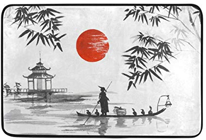 WowPrint Japanische Malerei Fu?matten Indoor waschbar f¨¹r Wohnzimmer Schlafzimmer Home Decor 60 x 40 cm