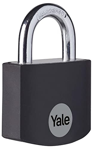 Yale - YE3B/25/112/1/BK Standardsicherheit 25mm Aluminium Vorhängeschloss - Schwarz - Offener Stahlbügel - 3 Schlüssel
