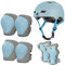LANOVAGEAR Casco Infantil Set de Protección Casco Protección Patinaje 2-8 años Ajustable Rodilleras Coderas y Muñequeras para Patinaje Ciclismo Monopatín Skateboard (Azul Claro, S)