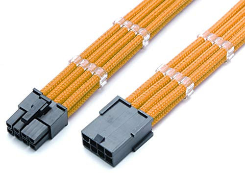 8 Pin PCIE GPU Sleeved Extension Cable 30cm + 2 Cable Combs - Shakmods (Orange)